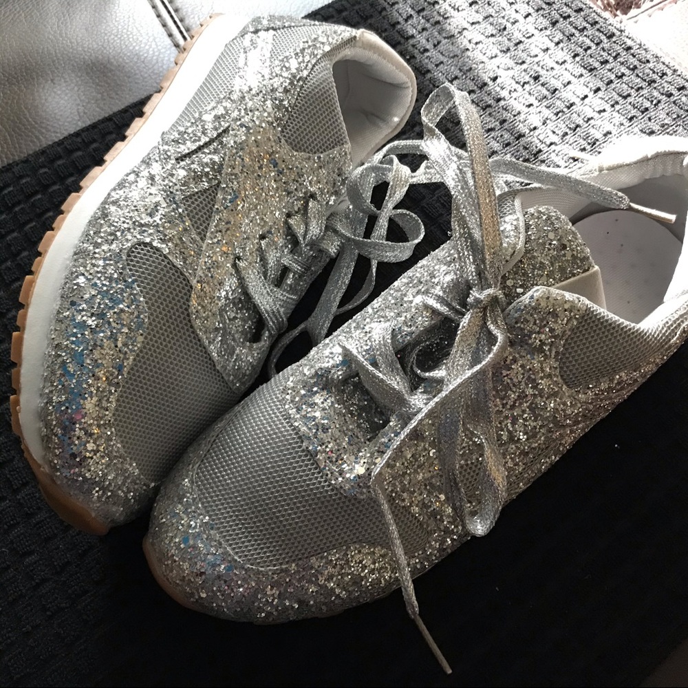Glittery Sneakers - Silver NWOT
